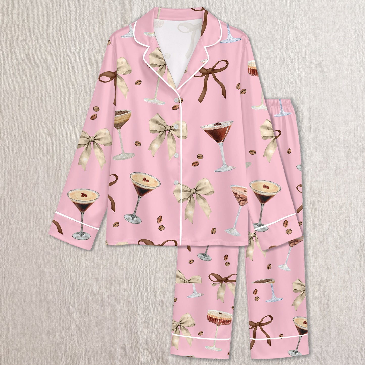 PJ-011-Espresso Martini Coffee Bean Silk Pajama Set