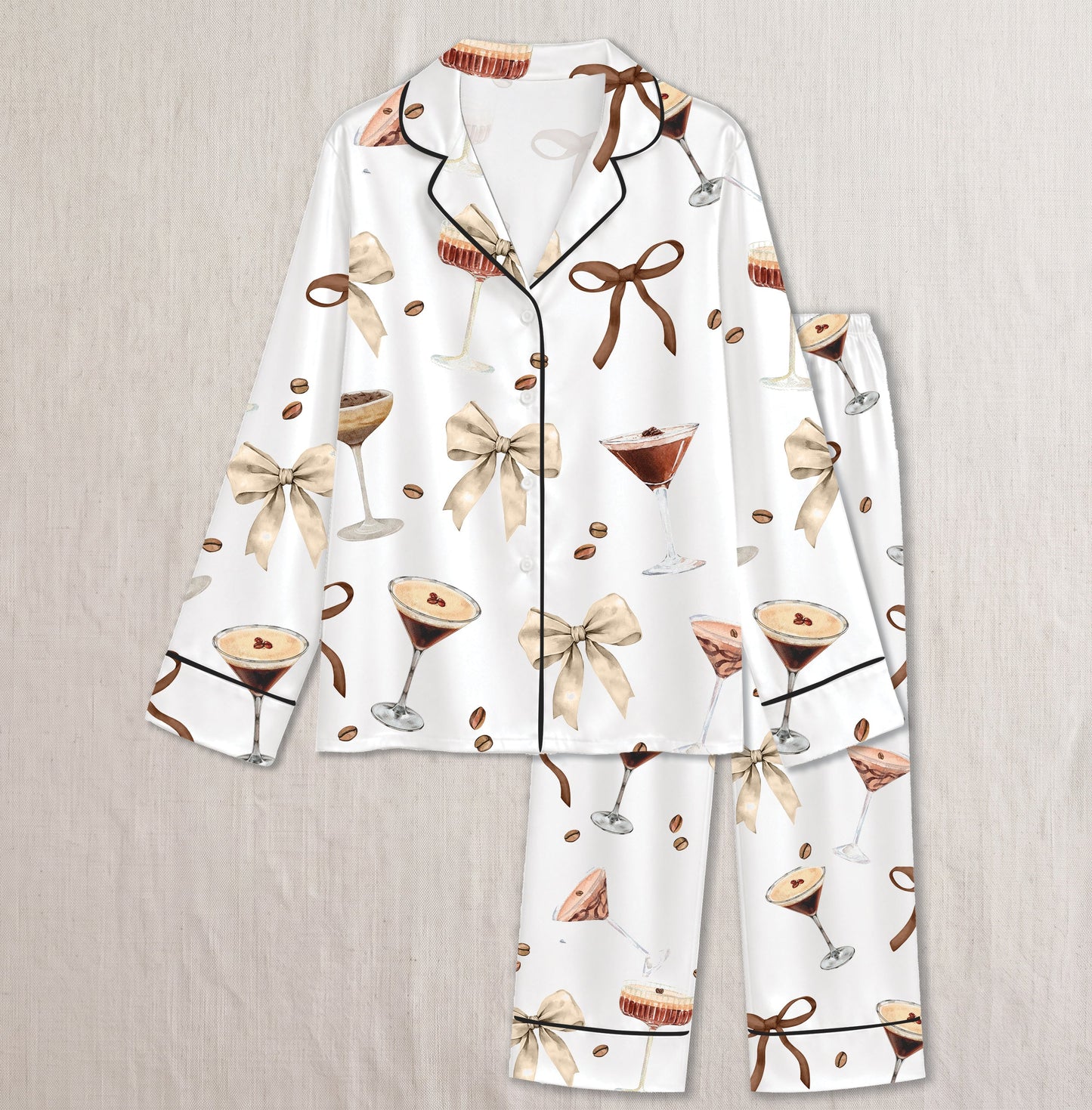 PJ-011-Espresso Martini Coffee Bean Silk Pajama Set