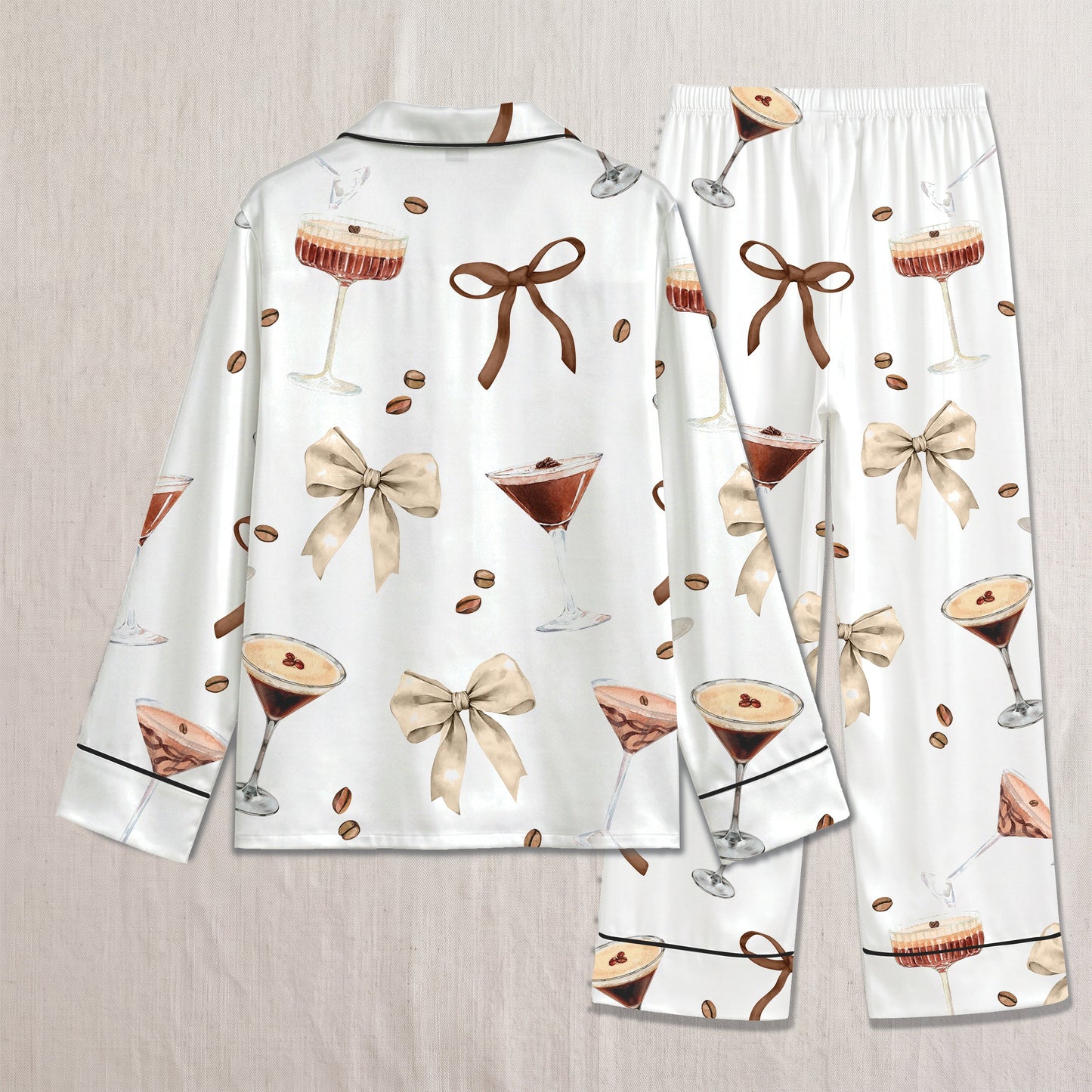 PJ-011-Espresso Martini Coffee Bean Silk Pajama Set