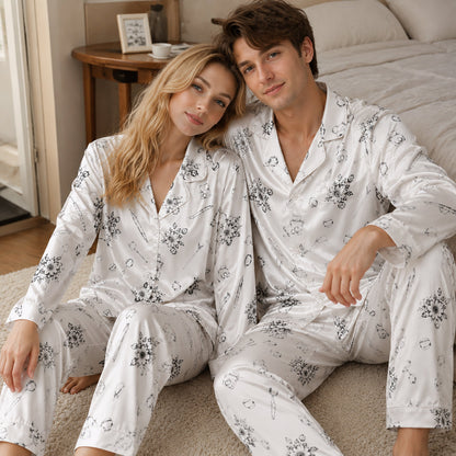 PJ-261-Black Dental Hygiene Satin Pajama Set, Obsidian Graphic Tooth Loungewear Sleepwear Collection Nightwear