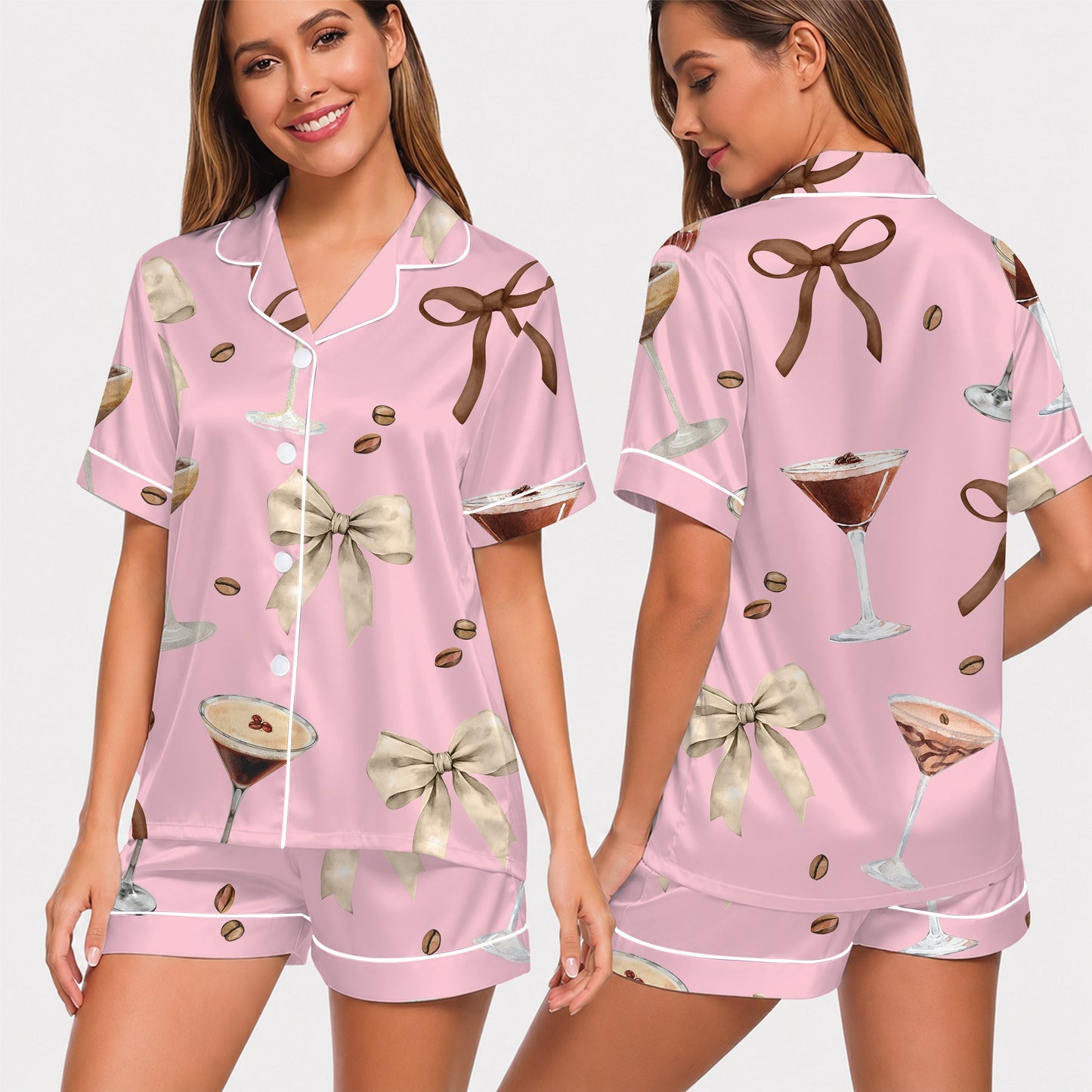 PJ-011-Espresso Martini Coffee Bean Silk Pajama Set