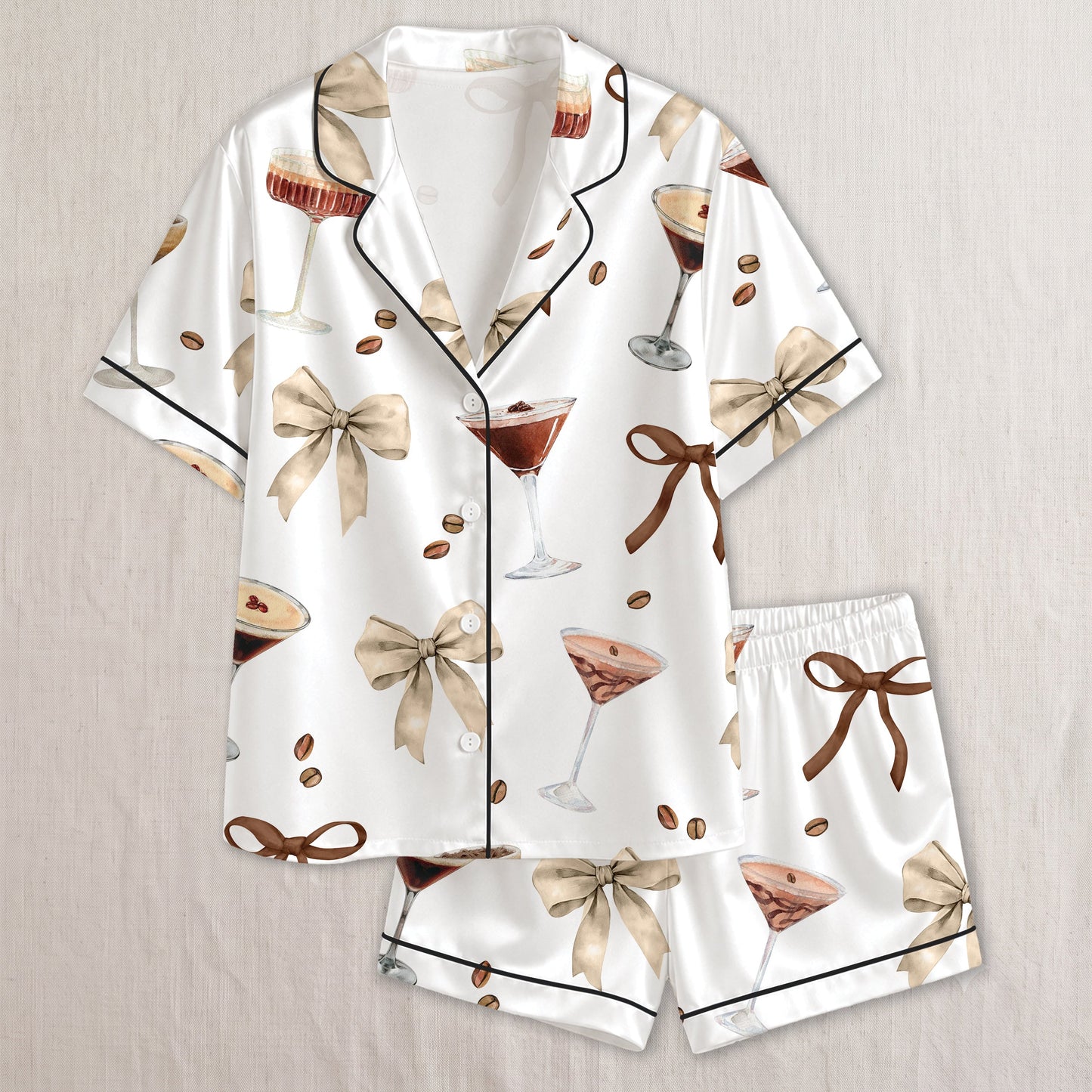 PJ-011-Espresso Martini Coffee Bean Silk Pajama Set