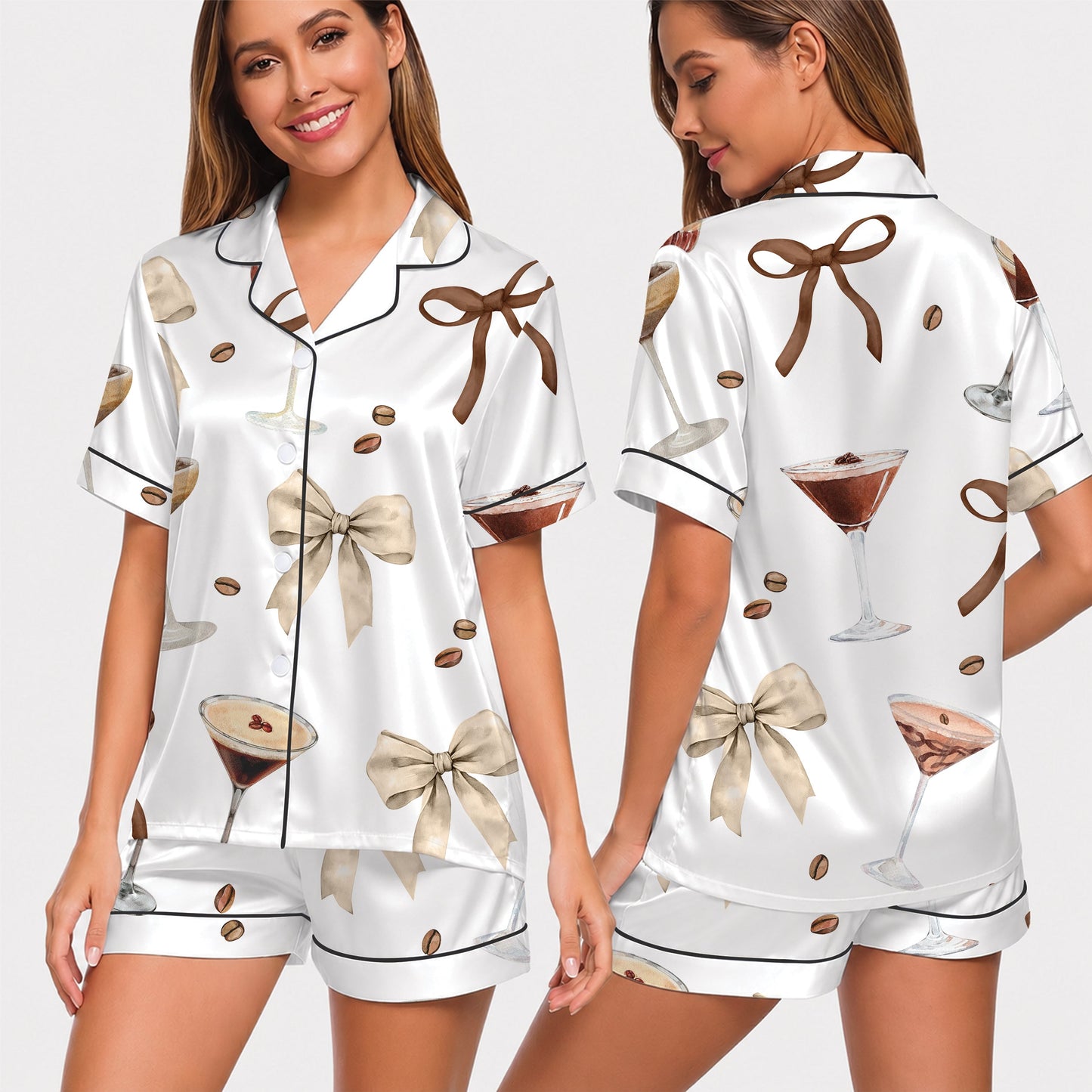 PJ-011-Espresso Martini Coffee Bean Silk Pajama Set