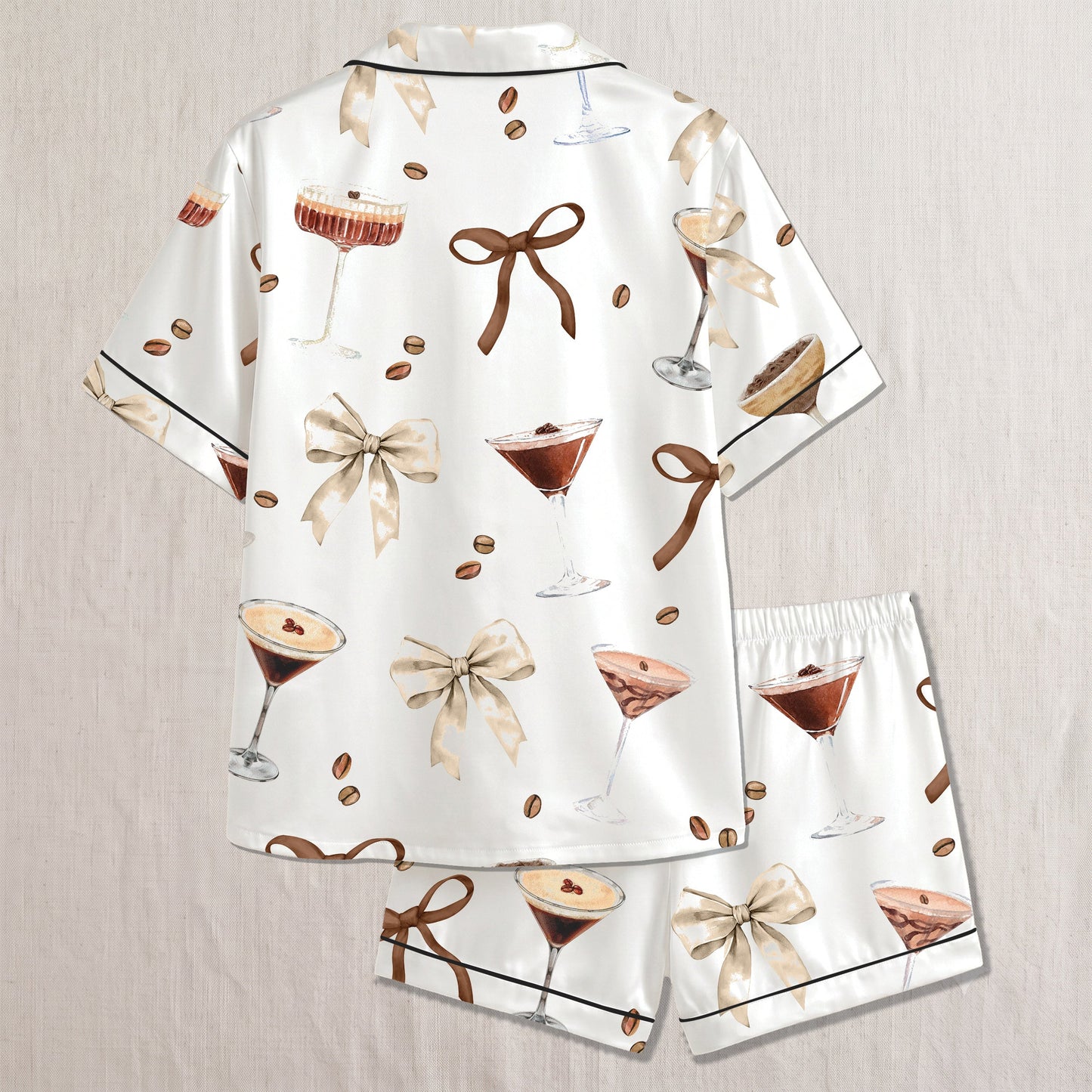 PJ-011-Espresso Martini Coffee Bean Silk Pajama Set