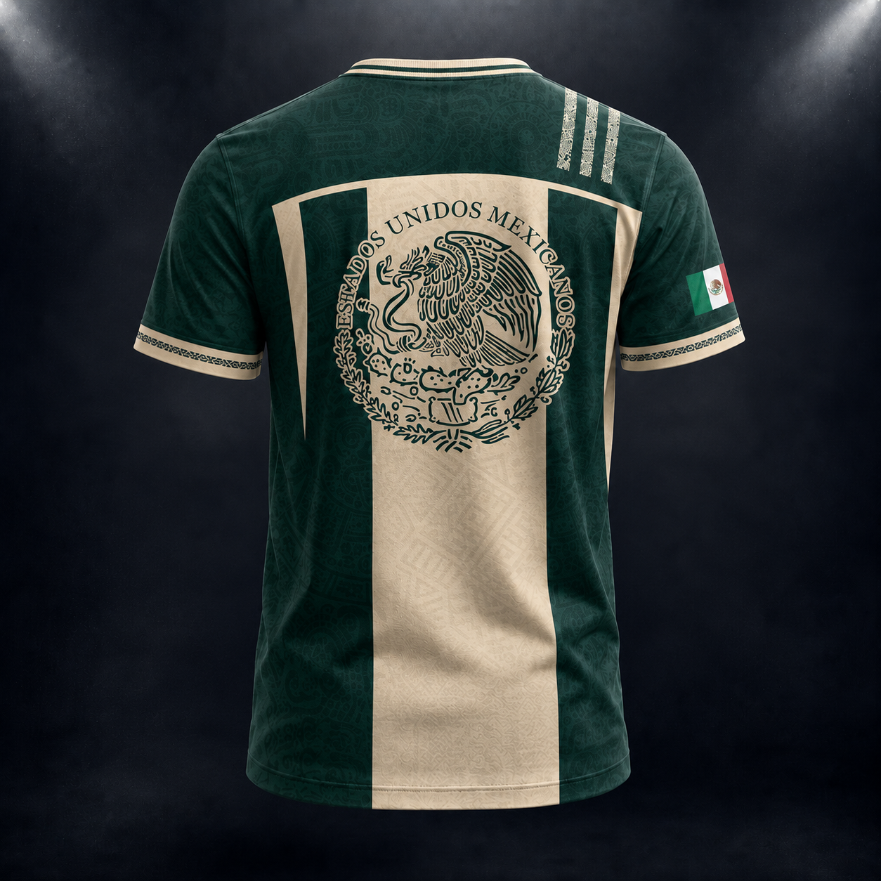 SJ-284-Adult/Youth Green Mexico Aztec Calendar Clothing Set Graphic Soccer Jersey Cultural Pride Matching Outfit Apparel