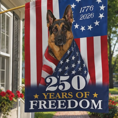 FLG-377-United States 250th Anniversary Flag, Large Commemorative German Shepherd Star Spangled Banner Outdoor Decoration